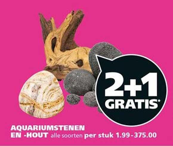 AQUARIUMSTENEN EN -HOUT alle soorten per stuk 1.99-375.00 2+1 GRATIS*