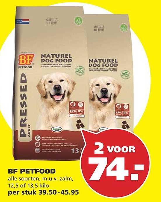 BF PETFOOD alle soorten, m.u.v. zalm, 12,5 of 13,5 kilo 2 voor 74.-