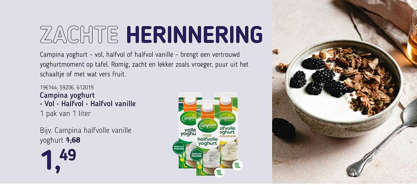 Campina yoghurt • Vol • Halvol • Halvol vanille