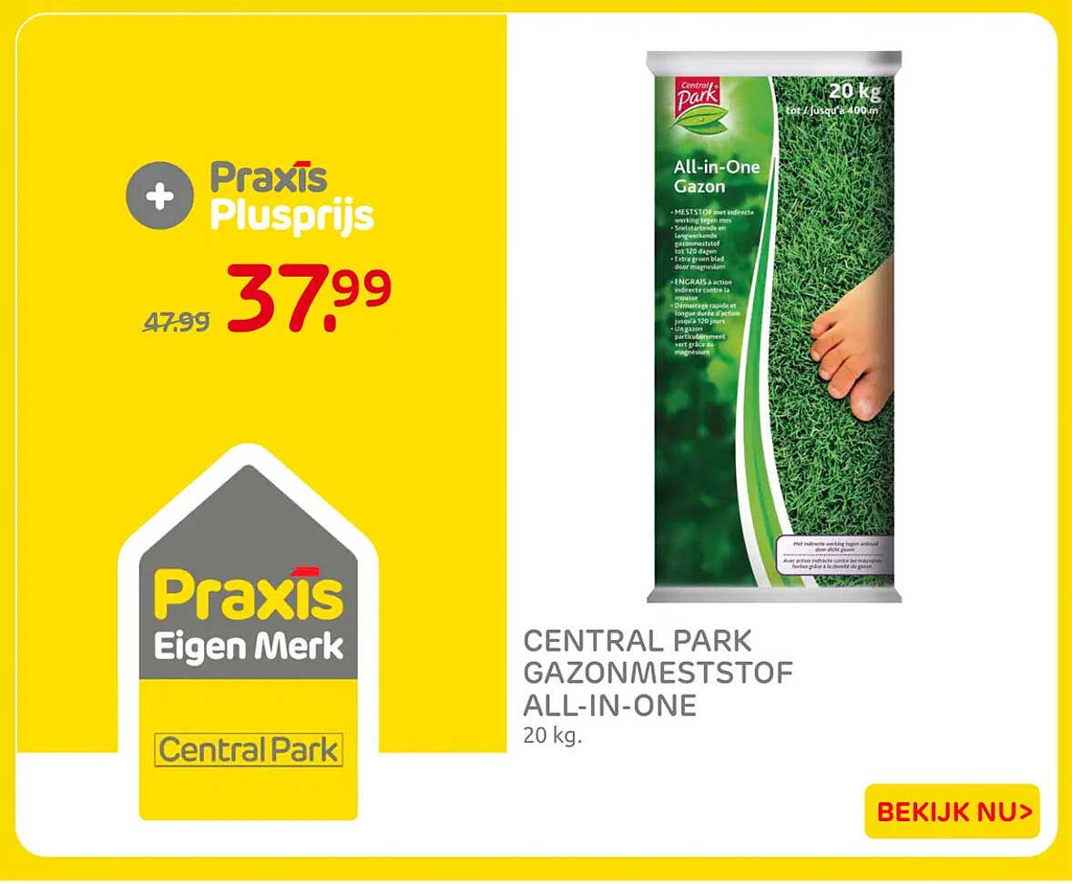 Central Park gazonmeststof All-in-One 20 kg. Plusprijs