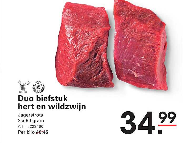 Duo biefstuk hert en wildzwijn
