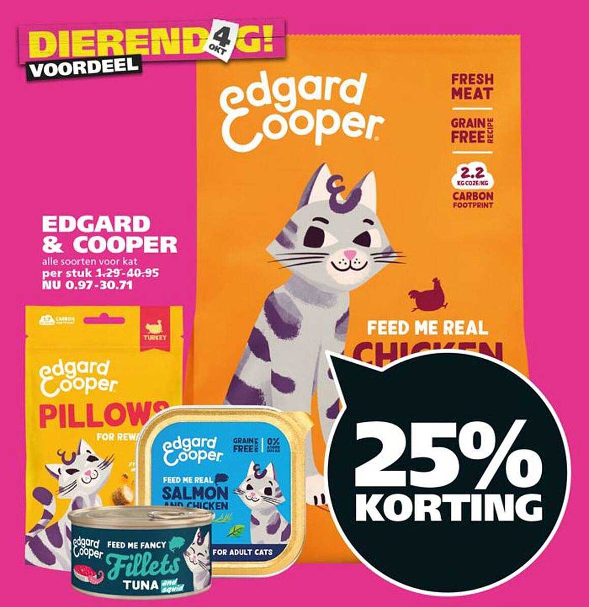 EDGARD & COOPER alle soorten voor kat 25% korting