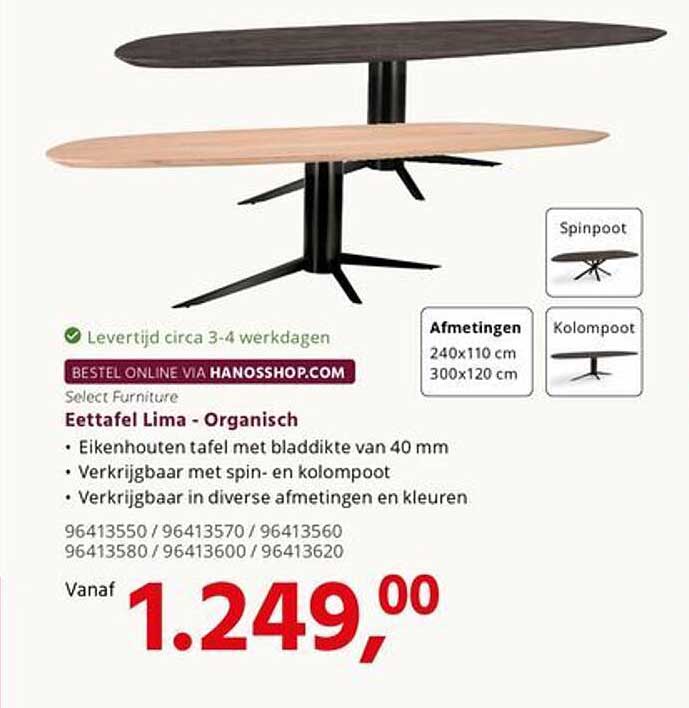 Eettafel Lima - Organisch
