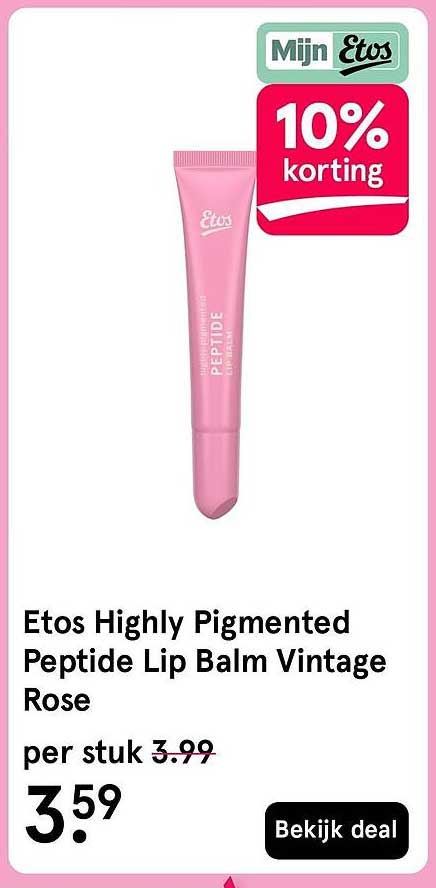 Etos Highly Pigmented Peptide Lip Balm Vintage Rose 10% korting