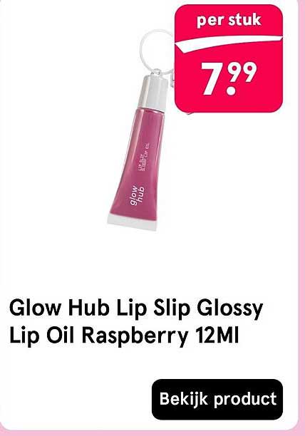 Glow Hub Lip Slip Glossy Lip Oil Raspberry 12Ml