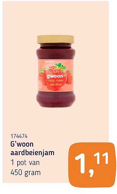 G’woon aardbeienjam 1 pot van 450 gram