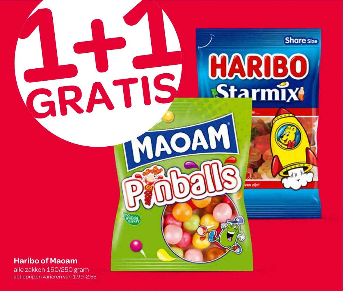 Haribo of Maoam 1+1 GRATIS