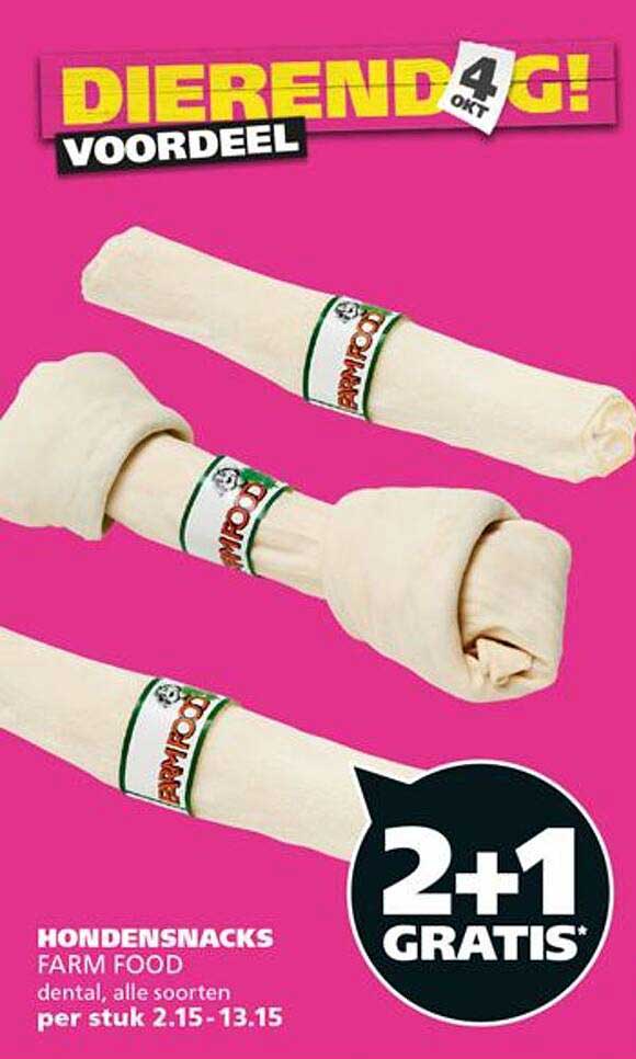 HONDENSNACKS FARM FOOD dental, alle soorten 2+1 GRATIS