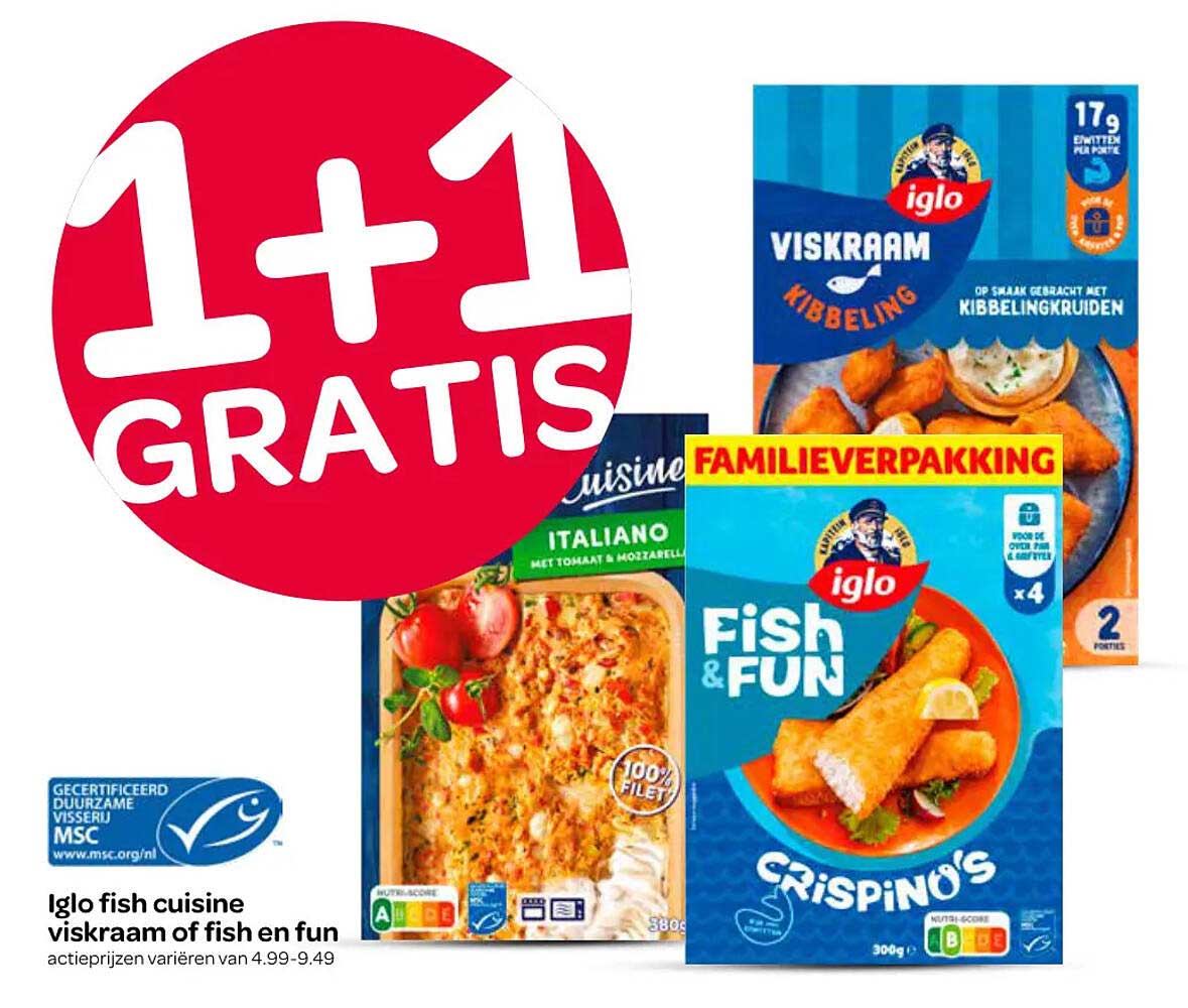 Iglo fish cuisine viskraam of fish en fun 1+1 GRATIS