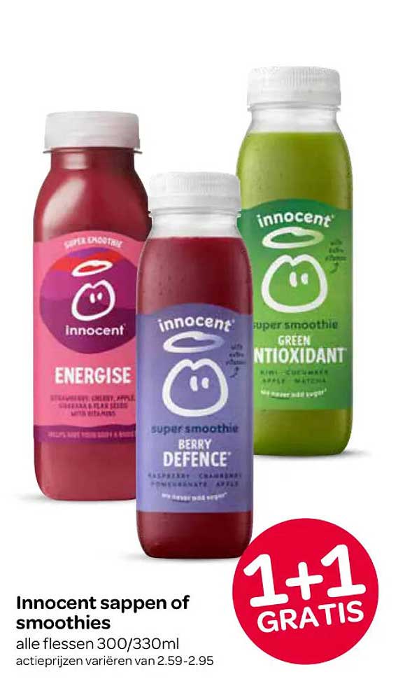 Innocent sappen of smoothies 1+1 GRATIS