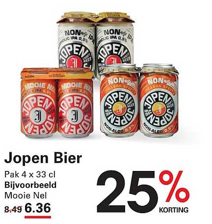 Jopen Bier Pak 4 x 33 cl Bijvoorbeeld Mooie Nel 25% KORTING