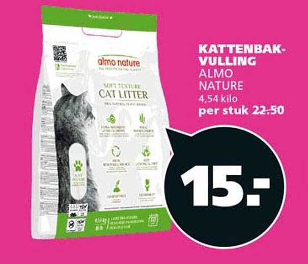 KATTENBAK-VULLING ALMO NATURE 4,54 kilo per stuk 22,50