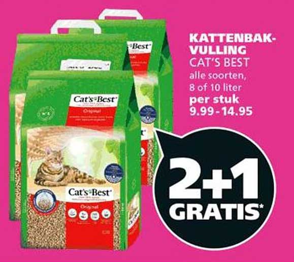 KATTENBAKVULLING CAT'S BEST alle soorten, 8 of 10 liter per stuk 9.99-14.95 2+1 GRATIS