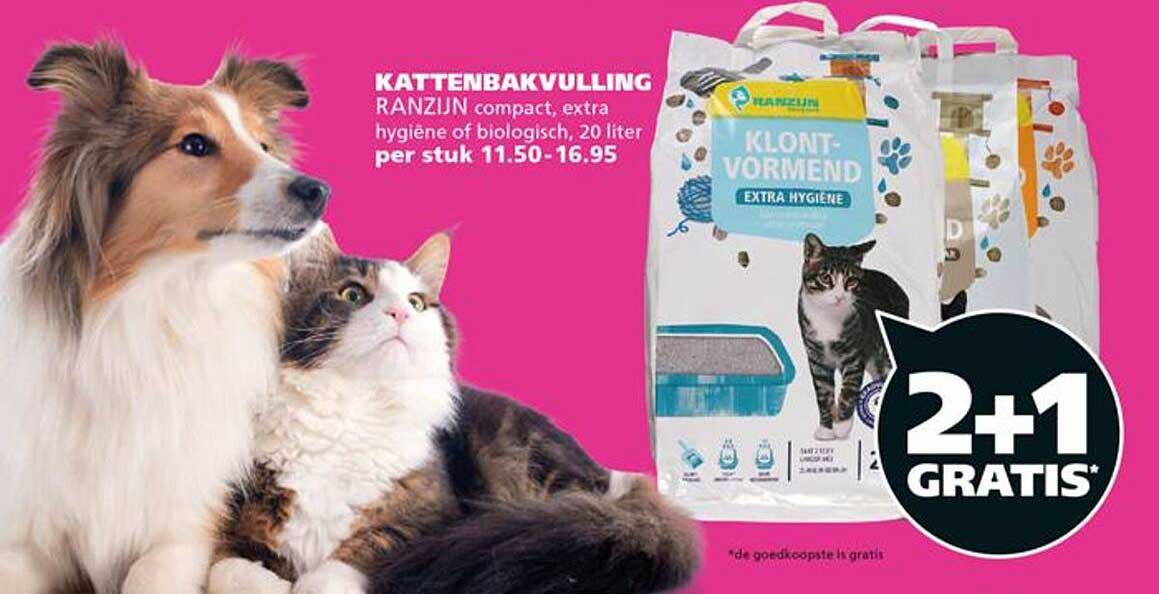 KATTENBAKVULLING RANZIJN compact, extra hygiëne of biologisch, 20 liter per stuk 11.50-16.95 2+1 GRATIS*