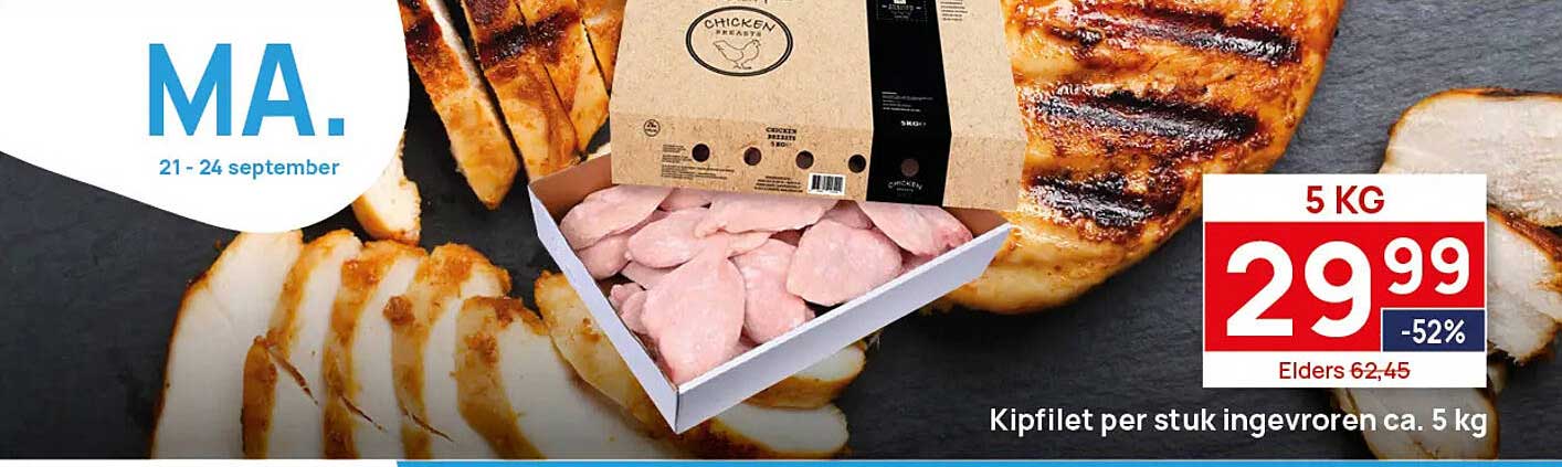 Kipfilet per stuk ingevroren ca. 5 kg -52%