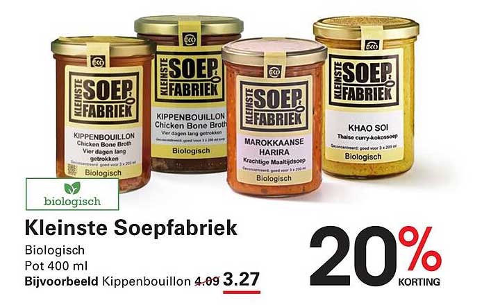 Kleinste Soepfabriek Biologisch Pot 400 ml Bijvoorbeeld Kippenbouillon 20% KORTING