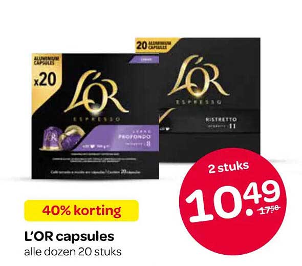 L’OR capsules alle dozen 20 stuks 40% korting