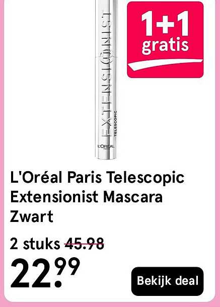 L'Oréal Paris Telescopic Extensionist Mascara Zwart 1+1 gratis