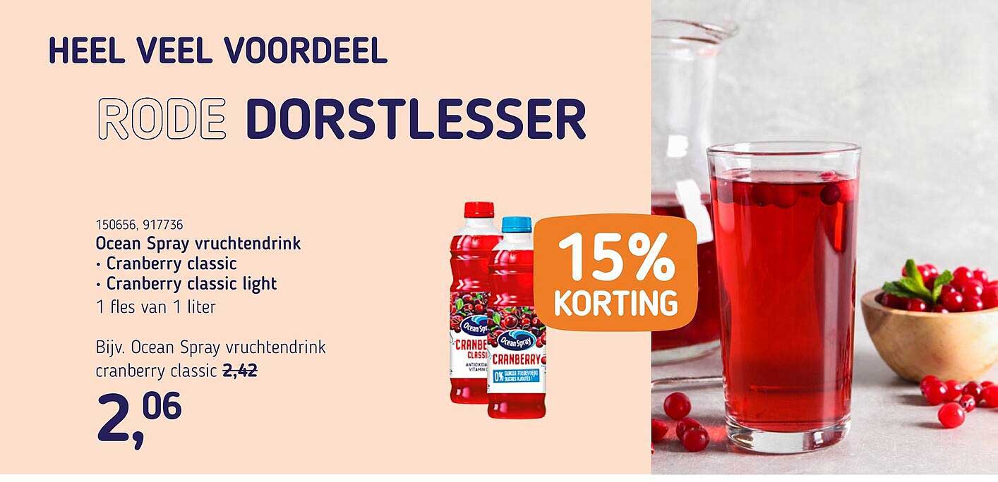 Ocean Spray vruchtendrink - Cranberry classic - Cranberry classic light 15% KORTING