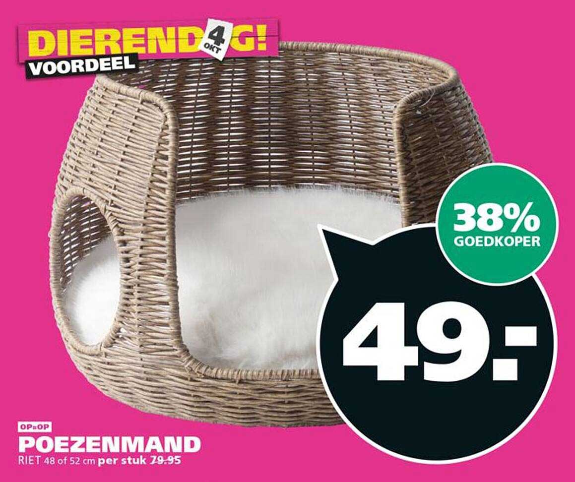 OP=OP Poezenmand Riet 48 of 52 cm per stuk