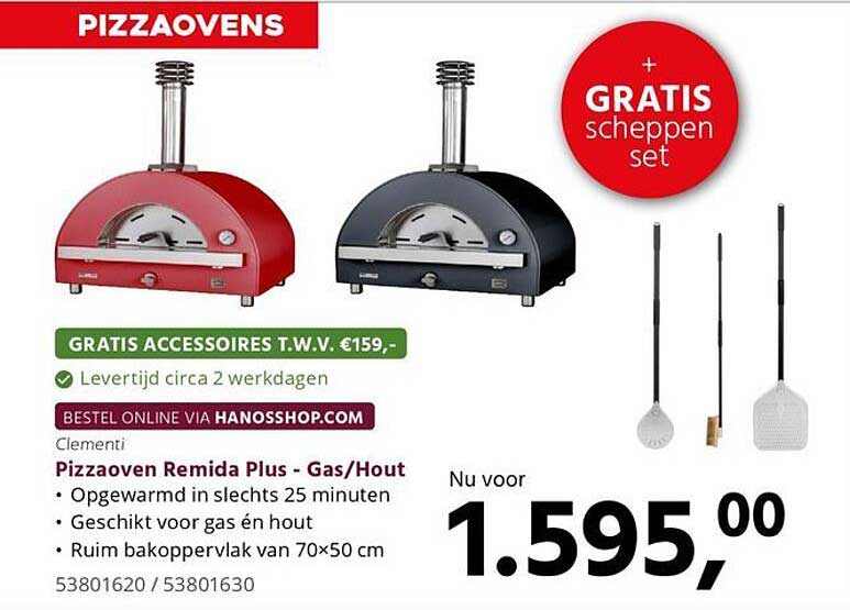 Pizzaoven Remida Plus - Gas/Hout