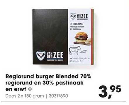 Regionund burger Blended 70% regionund en 30% pastinaak en erwt