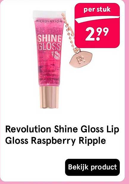 Revolution Shine Gloss Lip Gloss Raspberry Ripple
