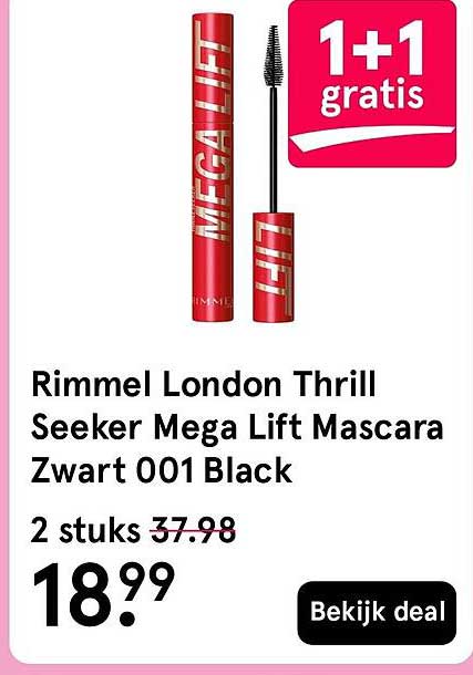 Rimmel London Thrill Seeker Mega Lift Mascara Zwart 001 Black 1+1 gratis