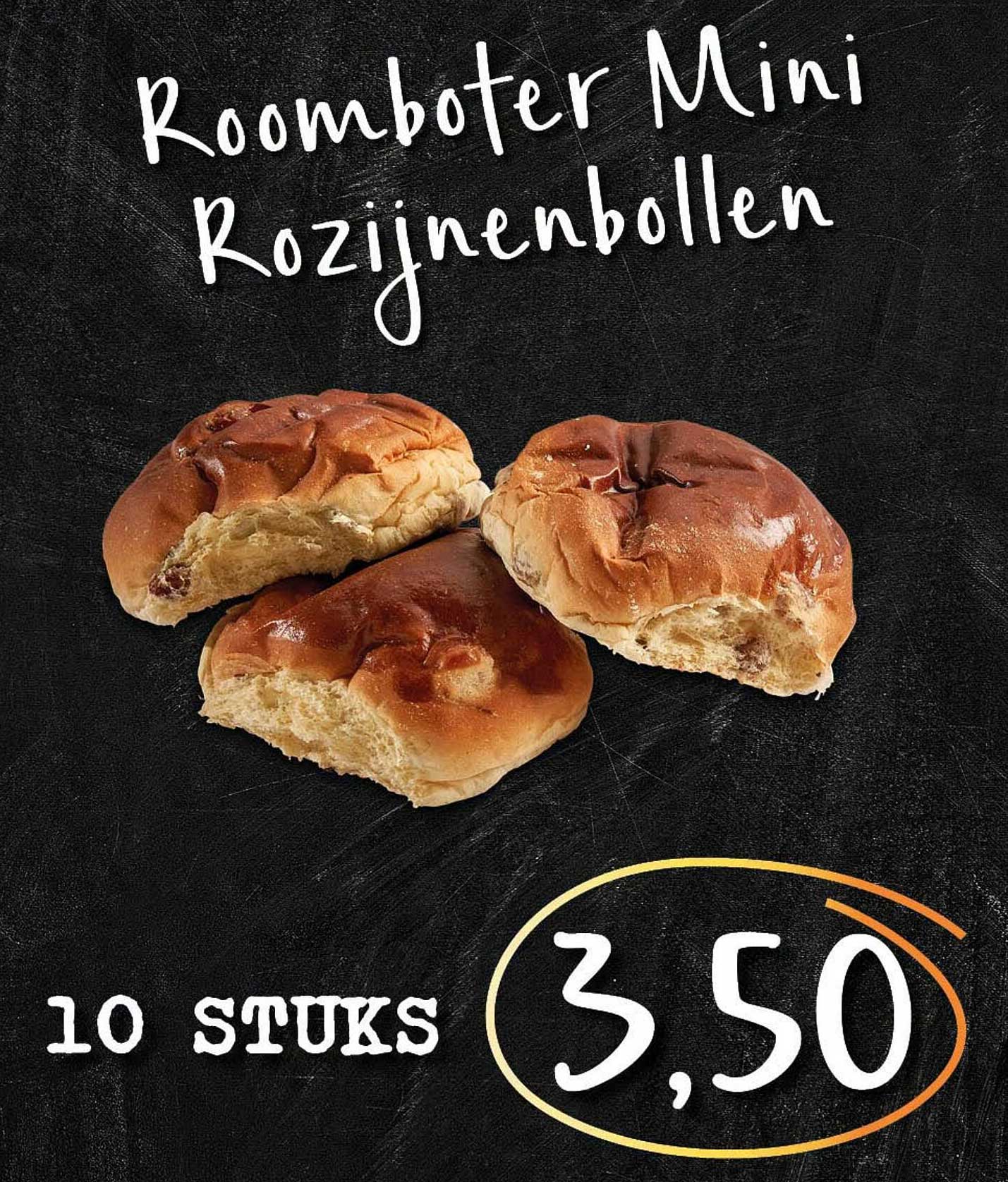 Roomboter Mini Rozijnenbollen 10 stuks