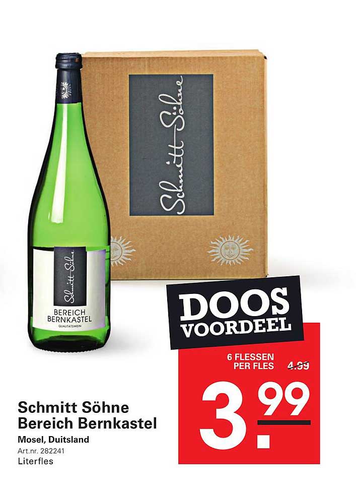 Schmitt Sohne Bereich Bernkastel Mosel, Duitsland Literfles DOOS VOORDEEL