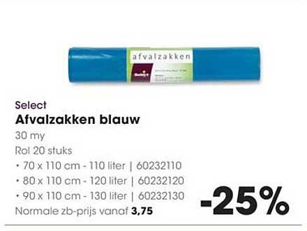 Select Afvalzakken blauw
