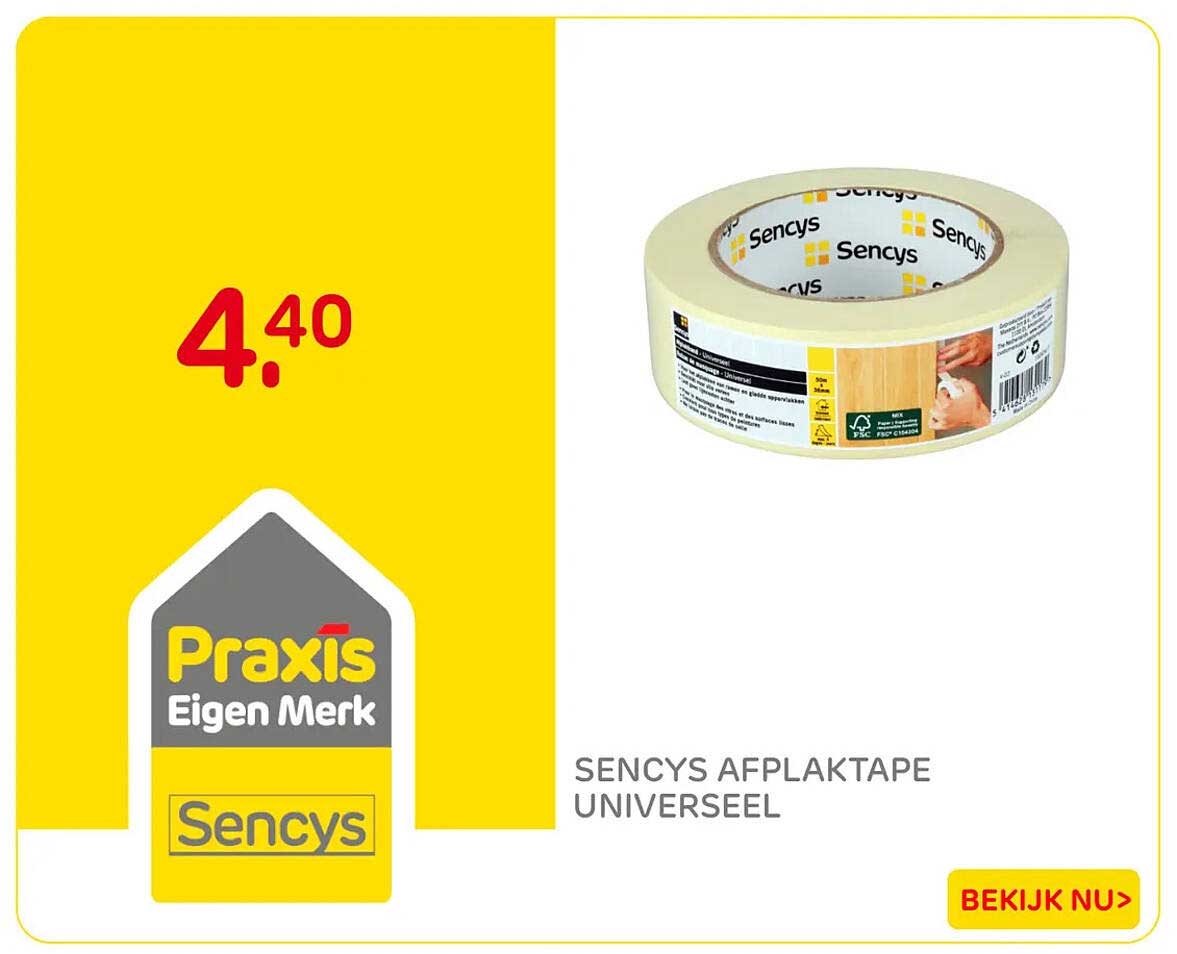 Sencys afplaktape universeel
