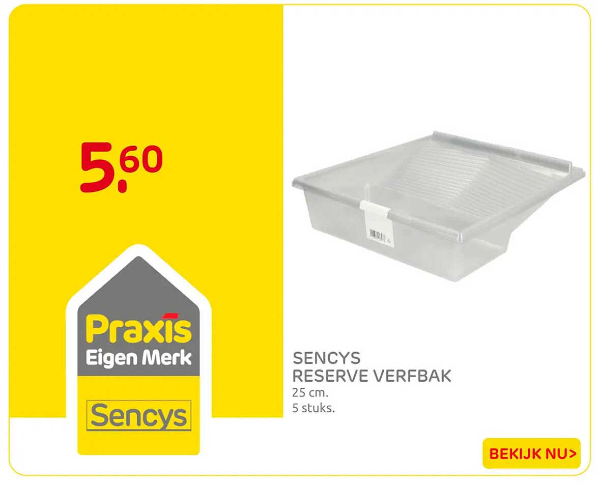 Sencys reserve verfbak 25 cm. 5 stuks.