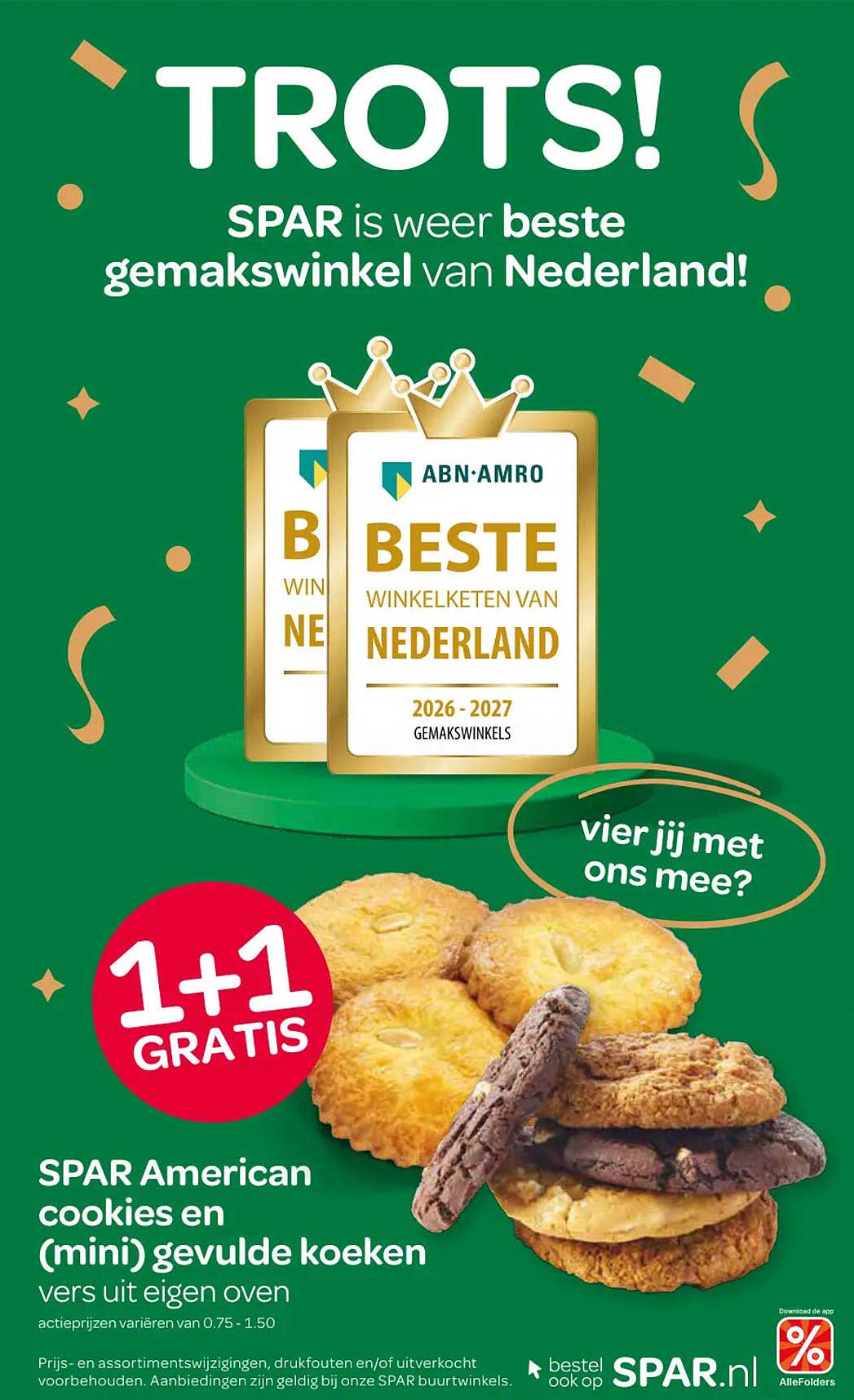 SPAR American cookies en (mini) gevulde koeken vers uit eigen oven 1+1 GRATIS