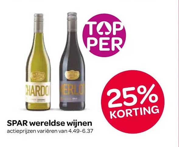 SPAR wereldse wijnen 25% korting