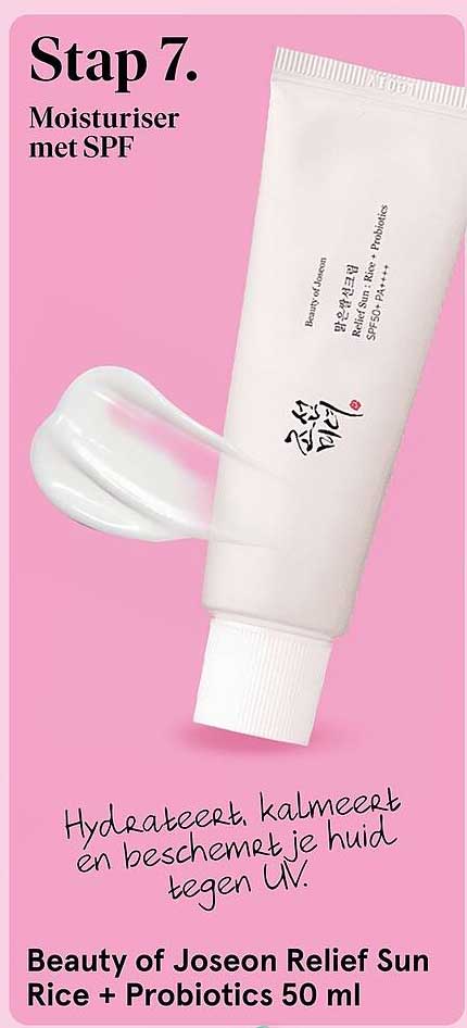 Stap 7. Moisturiser met SPF Beauty of Joseon Relief Sun Rice + Probiotics 50 ml