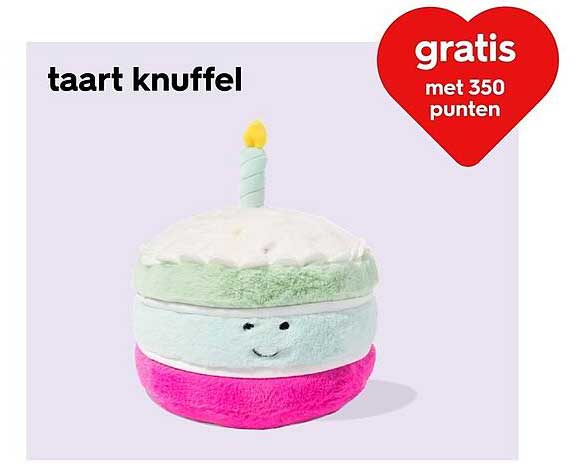 taart knuffel gratis met 350 punten