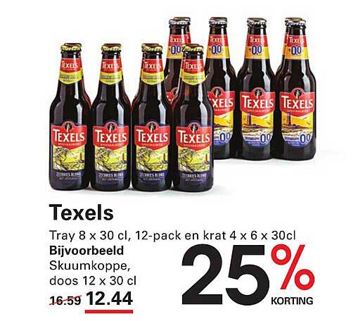 Texels Tray 8 x 30 cl, 12-pack en krat 4 x 6 x 30cl 25% KORTING