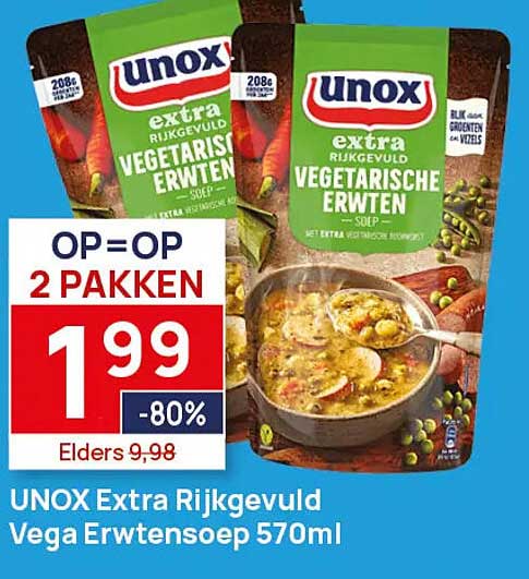 UNOX Extra Rijkgevuld Vega Erwtensoep 570ml