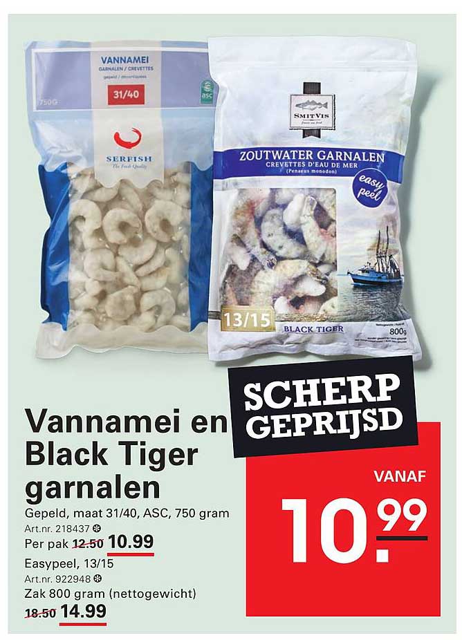 Vannamei en Black Tiger garnalen