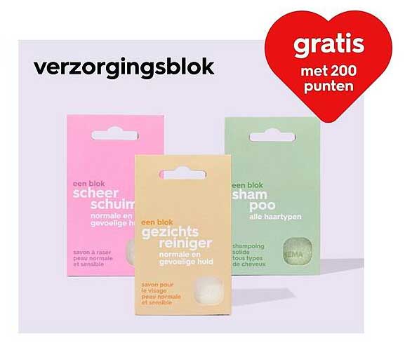 verzorgingsblok gratis met 200 punten