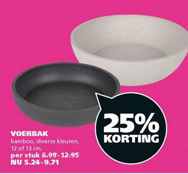 VOERBAK bamboo, diverse kleuren, 12 of 13 cm, 25% KORTING