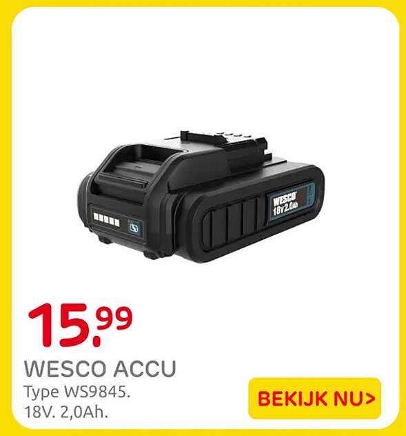 WESCO ACCU Type WS9845. 18V. 2,0Ah.