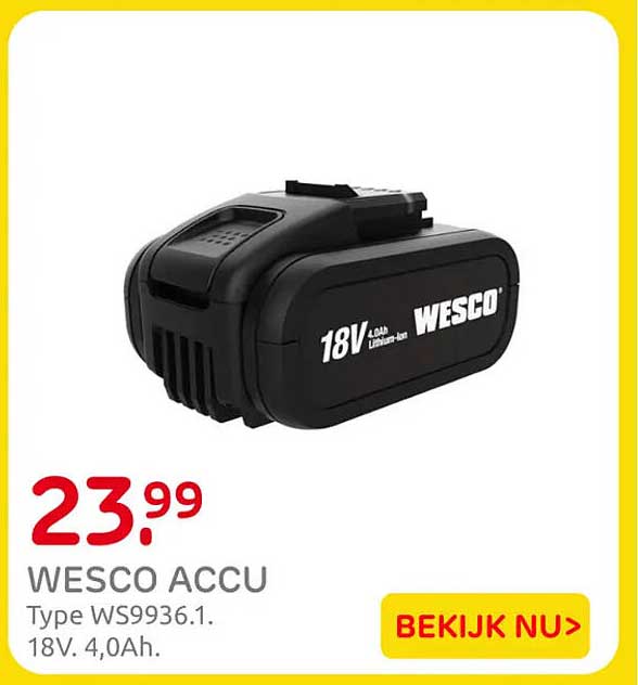 WESCO ACCU Type WS9936.1. 18V, 4.0Ah.