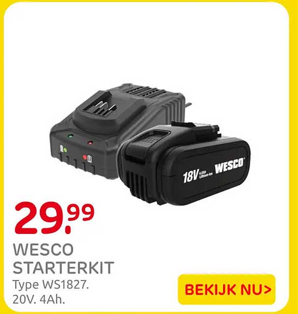 WESCO STARTERKIT Type WS1827. 20V. 4Ah.