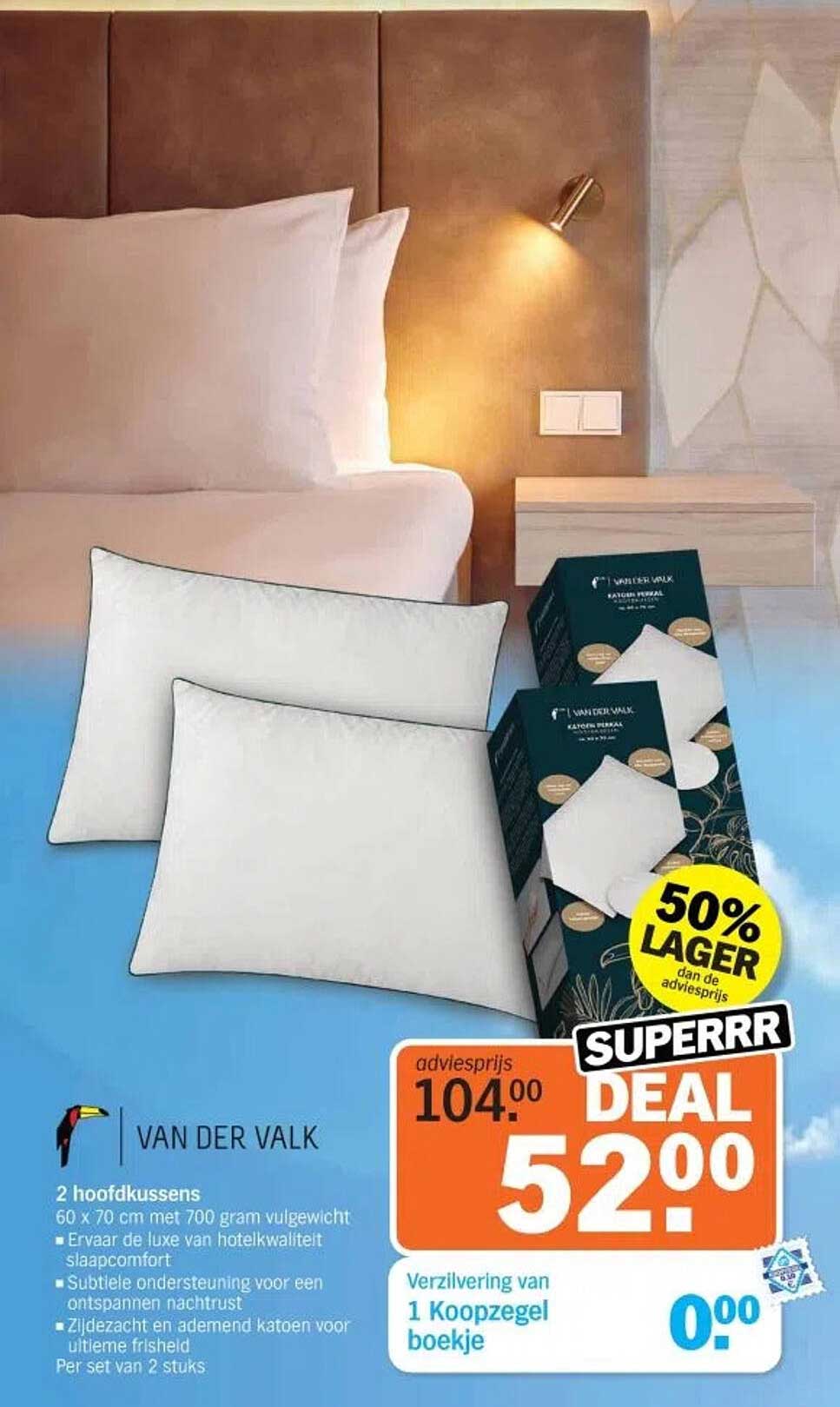 2 hoofdkussen van Van der Valk