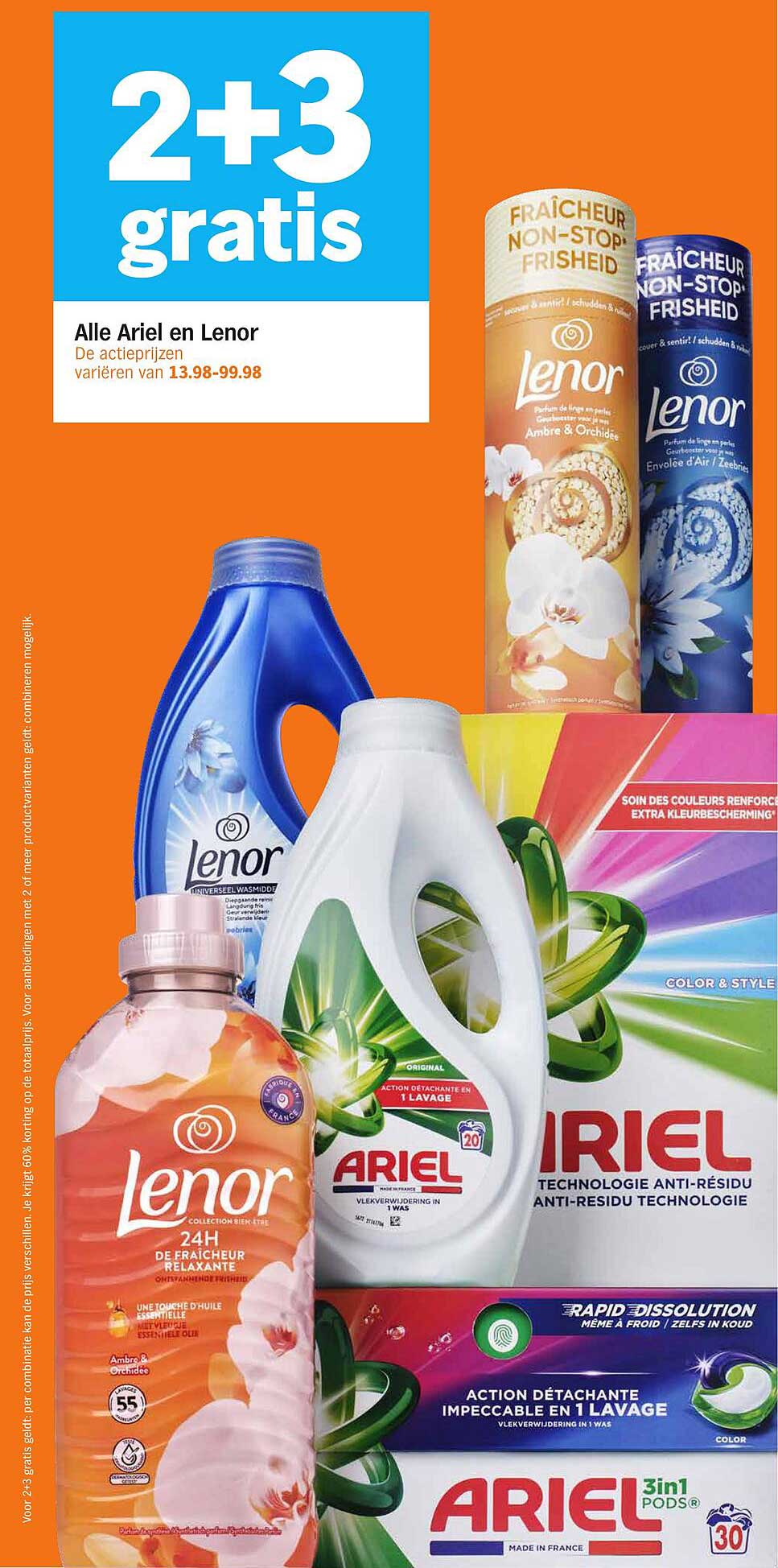2+3 gratis op Alle Ariel en Lenor