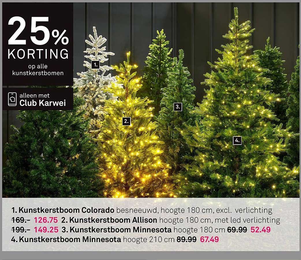 25% KORTING op alle kunstkerstbomen