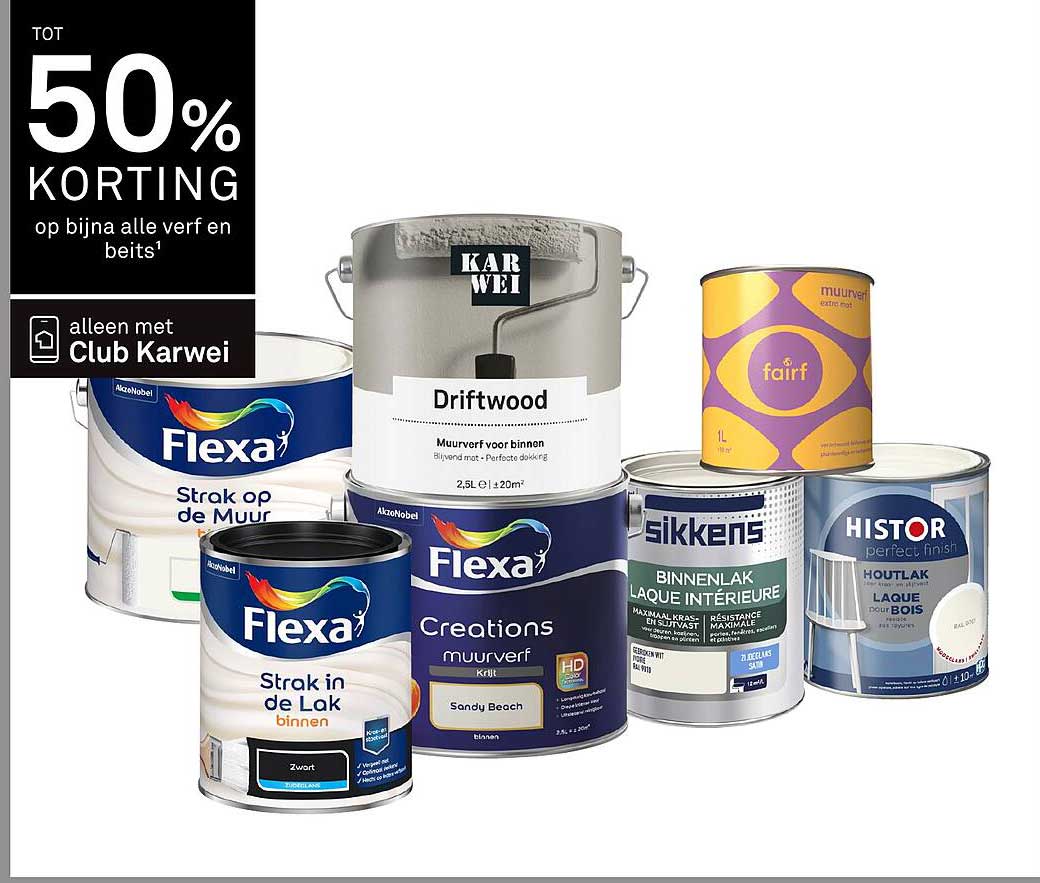 50% KORTING op bijna alle verf en beits