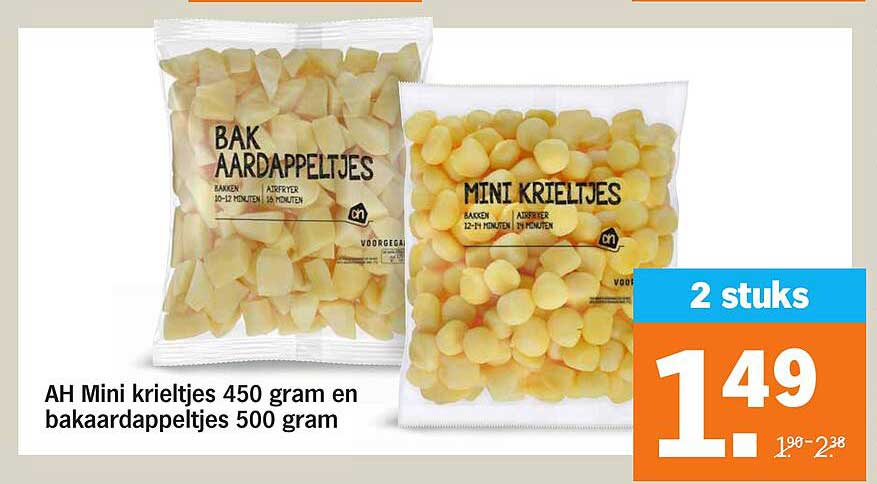 AH Mini krieltjes 450 gram en bakaardappeltjes 500 gram